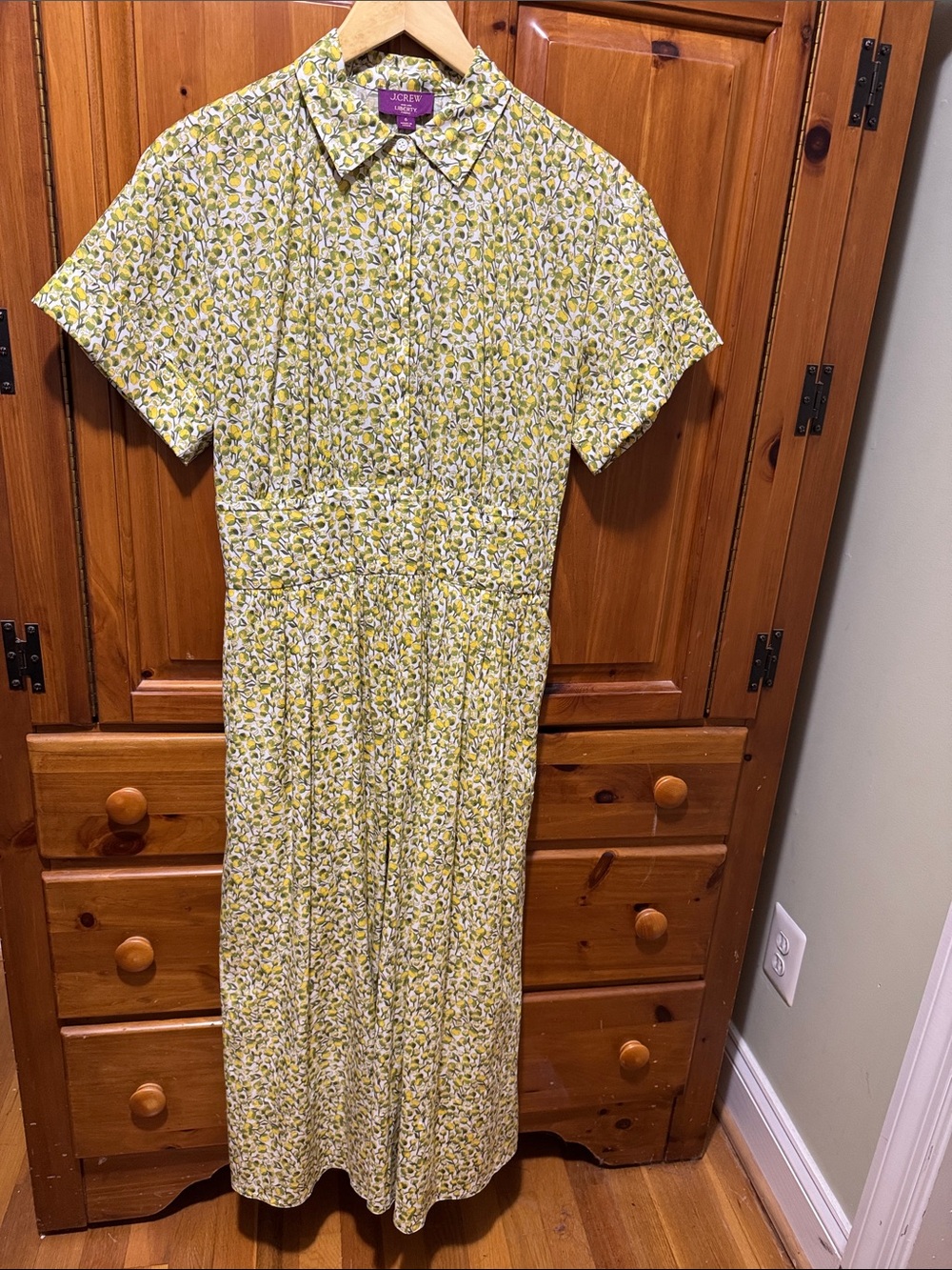 J. Crew Liberty of London Yellow Floral Collared Maxi Dress with pockets